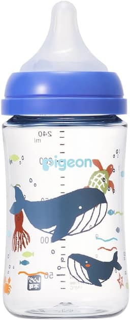 PIGEON ピジョン 母乳実感 哺乳びん 240ml 3ヵ月頃~ 軽くて割れにくいプラスチック製 Sea ガラスの様なプレミアムな透明度(T-Ester)